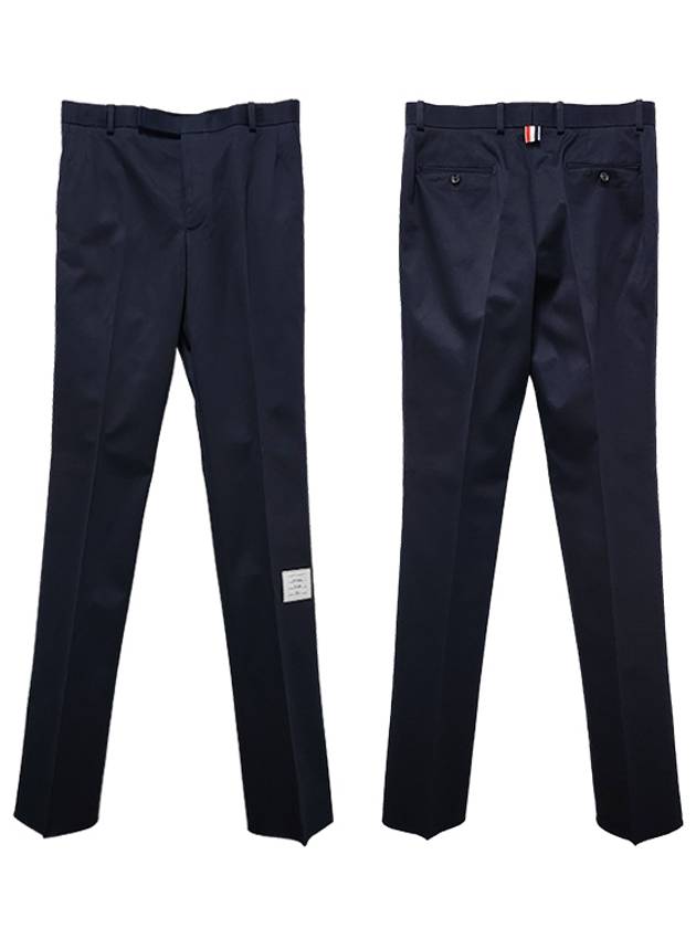 Men's Twill Unconstructed Cotton Straight Pants Navy - THOM BROWNE - BALAAN 2