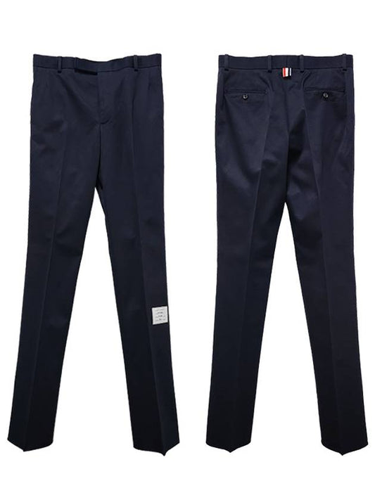 Men's Twill Unconstructed Cotton Straight Pants Navy - THOM BROWNE - BALAAN 2