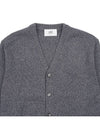 Heart Logo V Neck Cashmere Cardigan Heather Grey - AMI - BALAAN 4