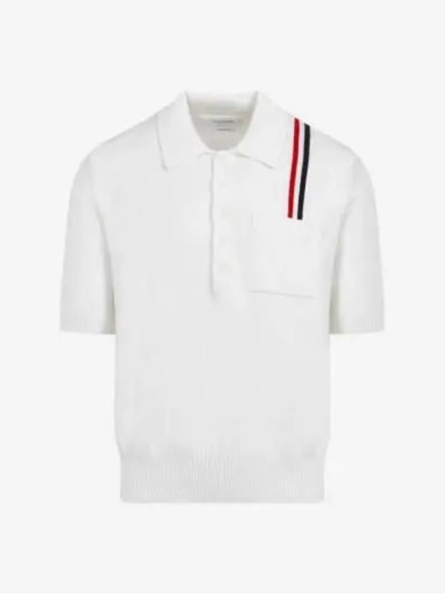 RWB Stripe Polo Shirt White - THOM BROWNE - BALAAN 2