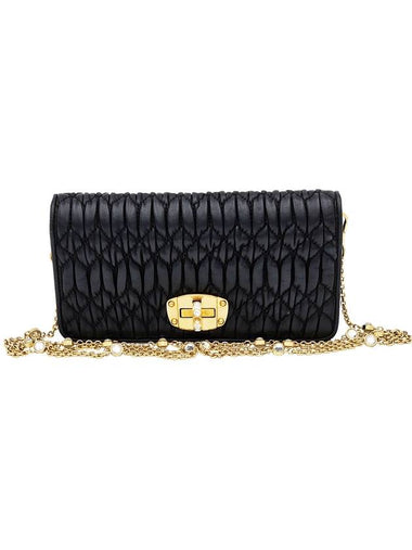 Miu Black Nappa Crystal Chain Mini Shoulder Bag - MIU MIU - BALAAN 1