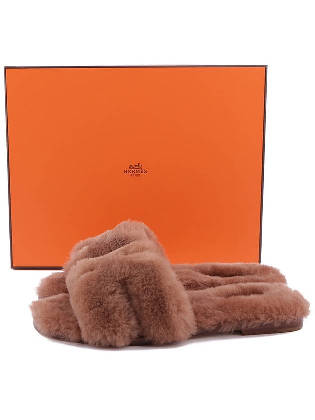 Oran shearling sandals natural - HERMES - BALAAN 3