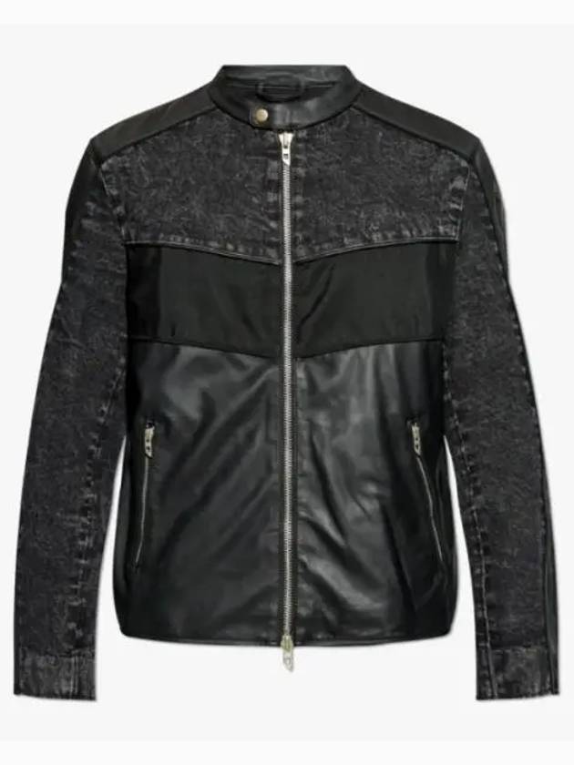 L Leopol Panelled Leather Jacket Black - DIESEL - BALAAN 2