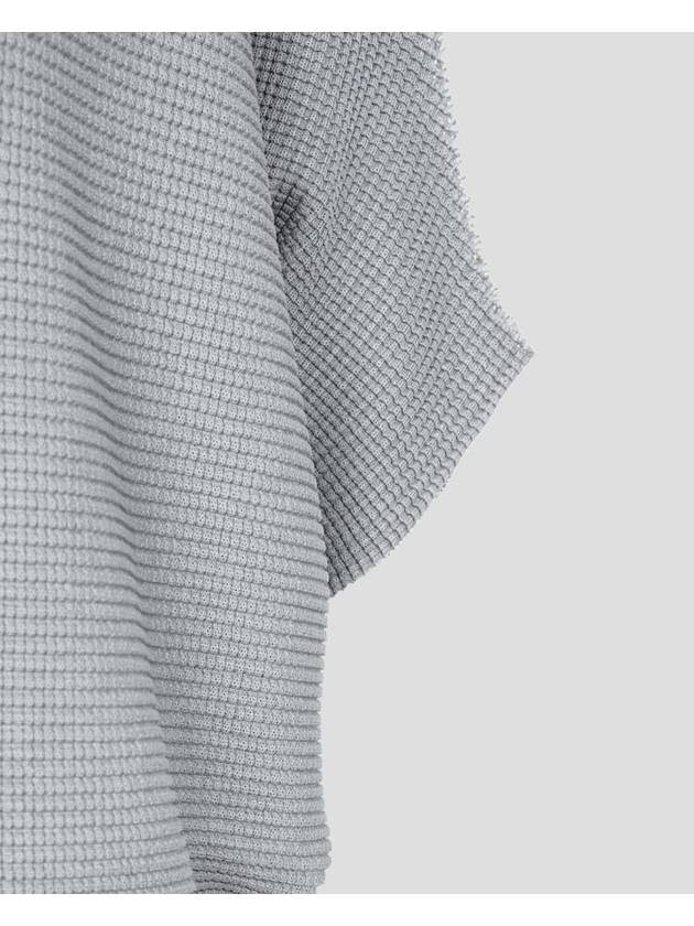 Me Basket Knit Stretch Pleats High Neck Short Sleeve Top Gray Free Size August 24 - ISSEY MIYAKE - BALAAN 6