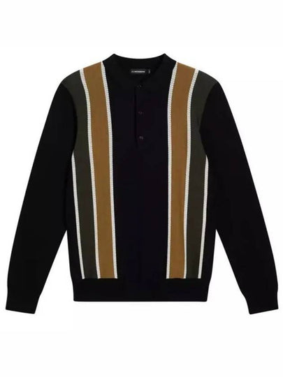 Heden Striped Knit Long Sleeve Polo Shirt Black - J.LINDEBERG - BALAAN 2