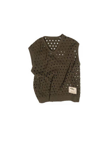 Men's Olive Oil Mesh Vest Khaki - IOEDLE - BALAAN 1