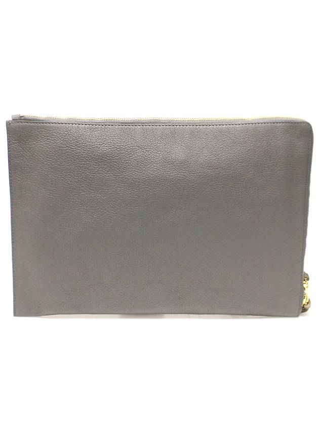 390186 Gray Leather Gold Classic Metal Edge Motor Clutch - BALENCIAGA - BALAAN 4