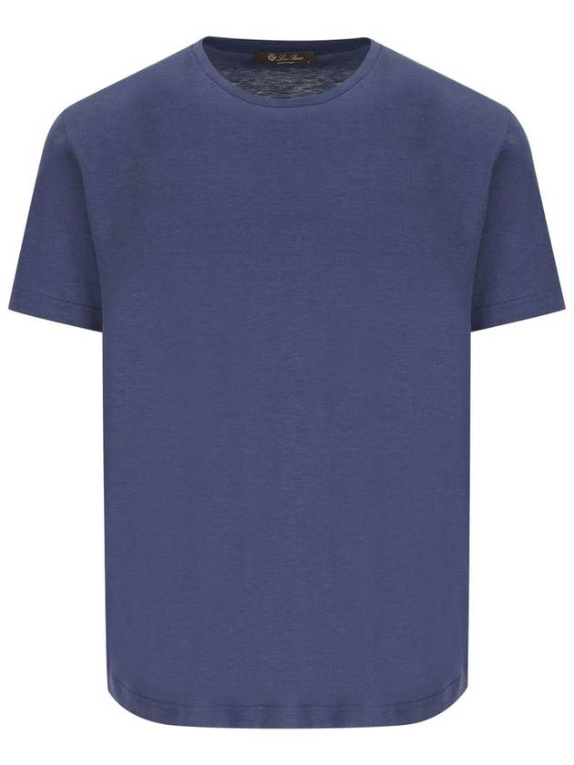 Silk Cotton Soft Short Sleeve T-Shirt Delft Blue - LORO PIANA - BALAAN 2