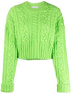 Cable Wool Knit Top Green - AMI - BALAAN 1