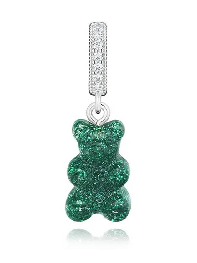 Nostalgia Bear Pave Green Haze Silver Pendant Charm - CRYSTAL HAZE - BALAAN 2