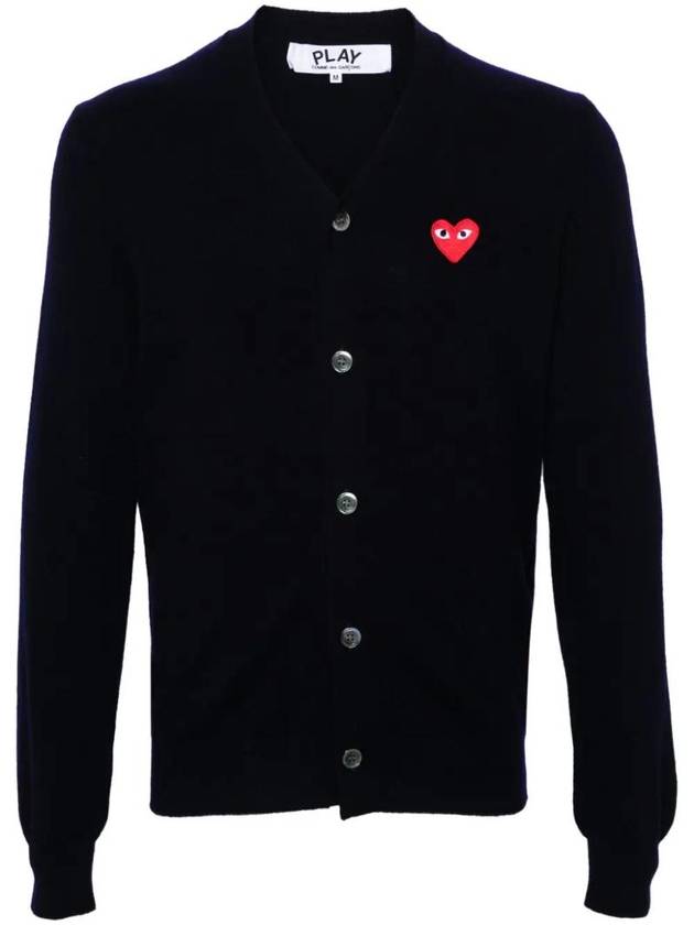 V-Neck Wool Cardigan Black - COMME DES GARCONS PLAY - BALAAN 1