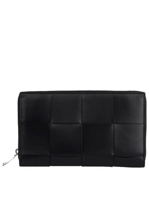 Intrecciato Zipper Around Long Wallet Black - BOTTEGA VENETA - BALAAN 2