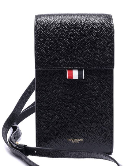 Three Stripes Strap Leather Phone Case Black - THOM BROWNE - BALAAN 2