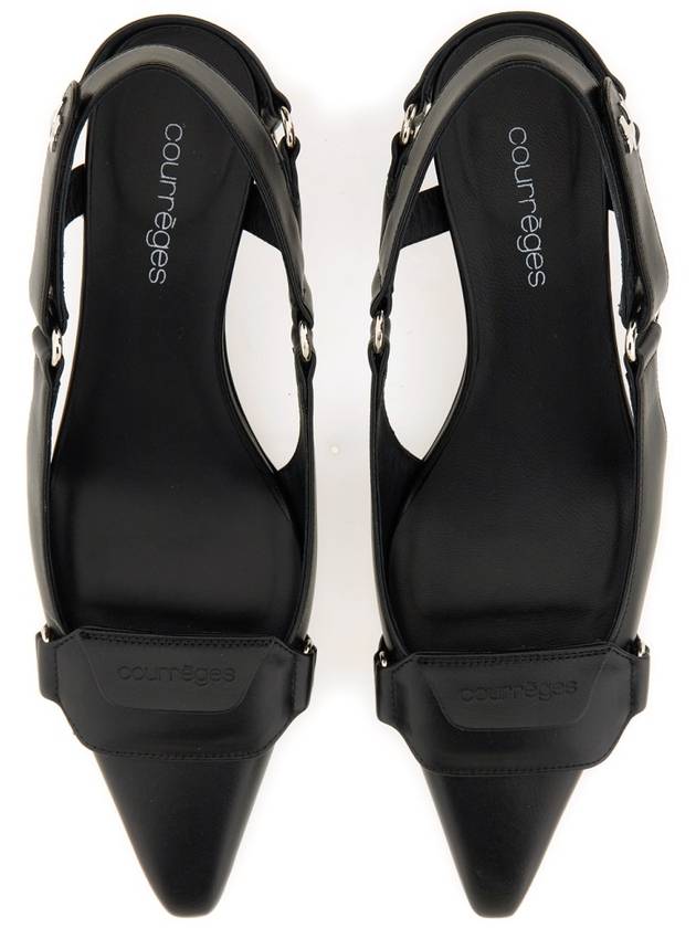 Racer Leather Slingback Heel Black - COURREGES - BALAAN 4