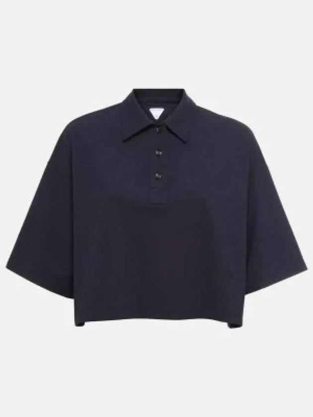 Cropped Short Sleeve Polo Shirt Dark Knight - BOTTEGA VENETA - BALAAN 1