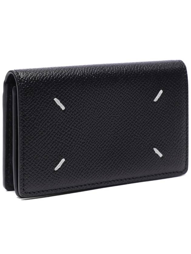 Stitched Leather Card Wallet Black - MAISON MARGIELA - BALAAN 4