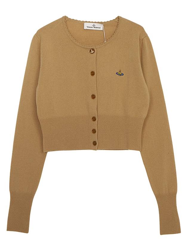 Bea ORB Embroidered Logo Crop Cardigan Brown - VIVIENNE WESTWOOD - BALAAN 2