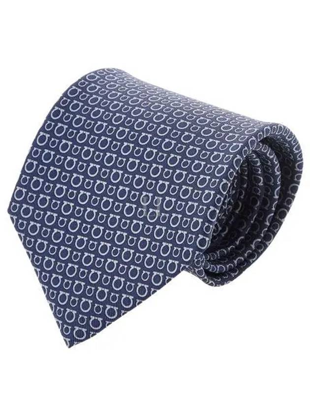 Gancini Print Silk Tie Bluemarine - SALVATORE FERRAGAMO - BALAAN 2