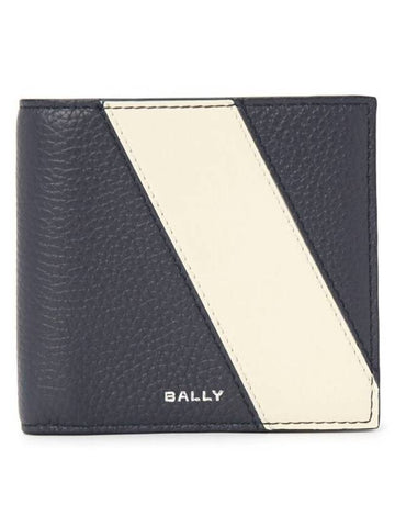 Logo Bifold Leather Half Wallet Midnight - BALLY - BALAAN 1