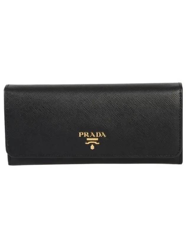 Metal Logo Saffiano Long Wallet Black - PRADA - BALAAN 2