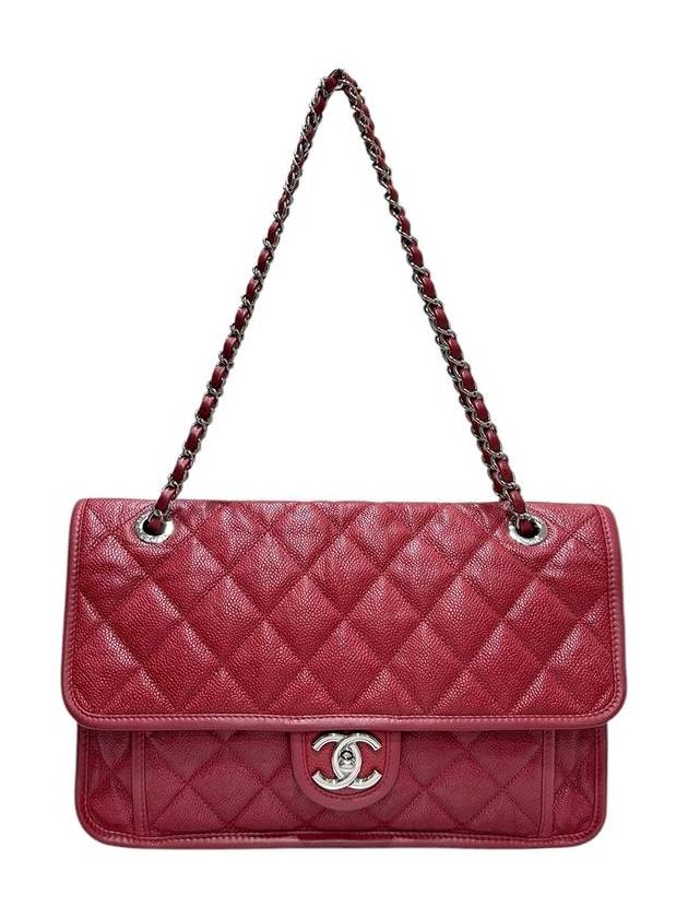 A67528 Red Caviar Skin French Riviera Chain Shoulder Bag - CHANEL - BALAAN 1