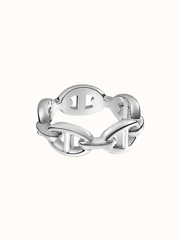 Small Chaine D'Ancre Enchainee Ring Silver - HERMES - BALAAN 4