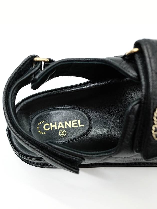 Women's CC Logo Velcro Sandals Gold Black - CHANEL - BALAAN 6