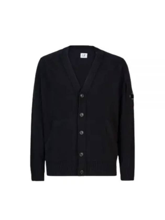 Men's Lens Wappen Lambswool Cardigan Black - CP COMPANY - BALAAN 2