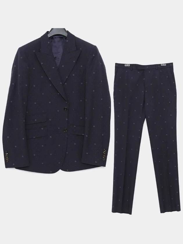 Embroider GG Motif Wool Suit Blue - GUCCI - BALAAN 4