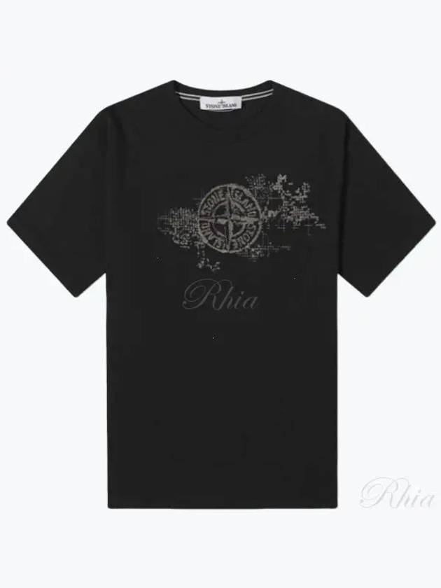 Camo Three Embroidery Regular Fit Cotton Jersey Short Sleeve T-Shirt Black - STONE ISLAND - BALAAN 2