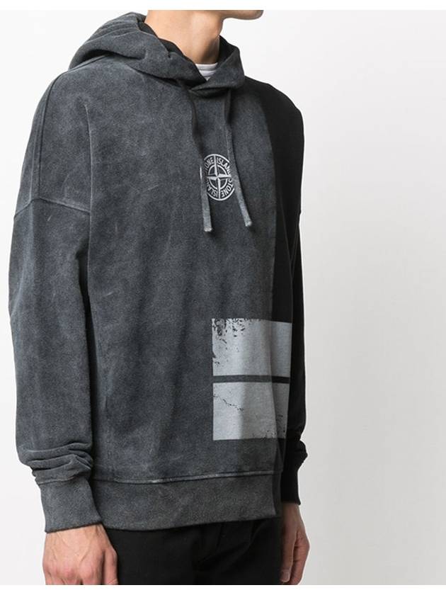 Logo Print Felpa Hoodie Black - STONE ISLAND - BALAAN 4