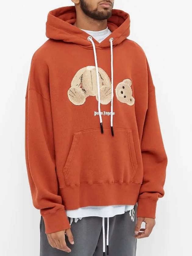 Men's Bear Logo Cotton Hoodie Red - PALM ANGELS - BALAAN 4