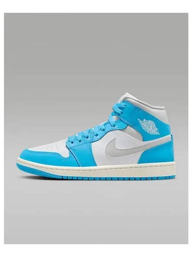 Air Jordan 1 Mid Women s Sneakers Dark Powder Blue White Neutral Gray BQ6472 400 755837 - NIKE - BALAAN 1