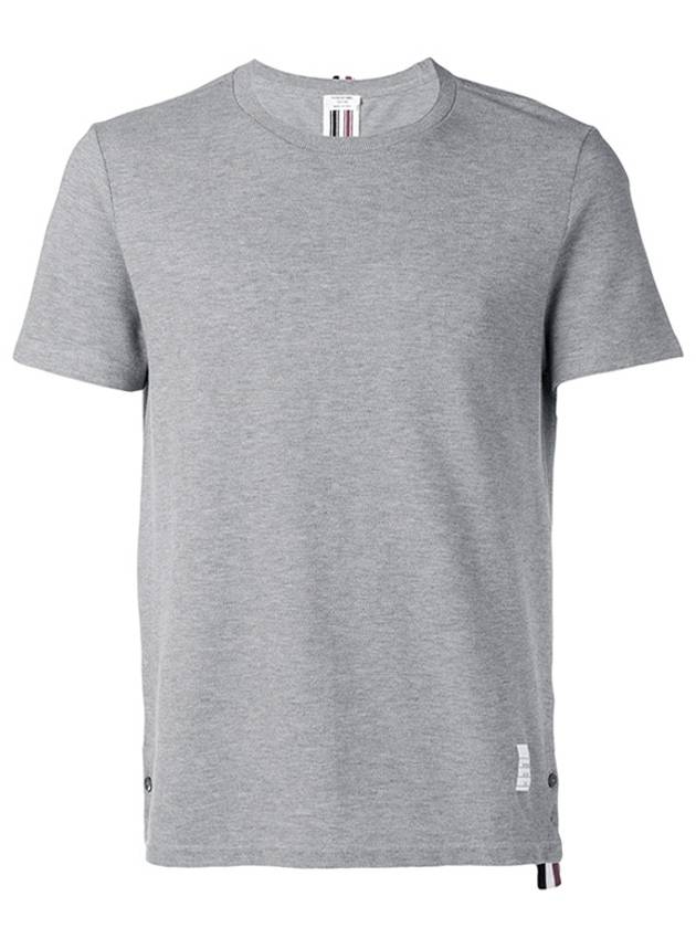 Men's Center Back Striped Short Sleeve T-Shirt Light Grey - THOM BROWNE - BALAAN 3