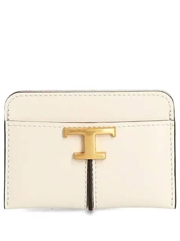 Logo Decorated Leather Card Wallet White - TOD'S - BALAAN 2