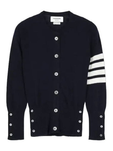 Classic diagonal knit cardigan navy - THOM BROWNE - BALAAN 1