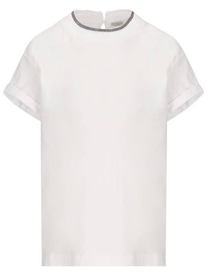 Crew Neck Turn-Up Sleeve Short Sleeve T-Shirt White - BRUNELLO CUCINELLI - BALAAN 2