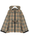 Women's Back-tone Check Zip-up Hooded Jacket Beige - BURBERRY - BALAAN 4