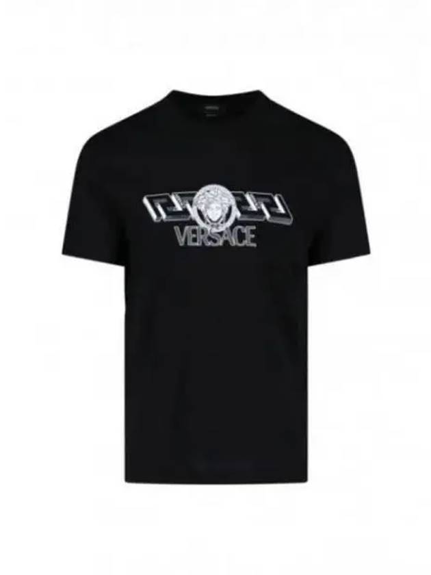 Men's La Greca Logo Short Sleeve T-Shirt Black - VERSACE - BALAAN 2