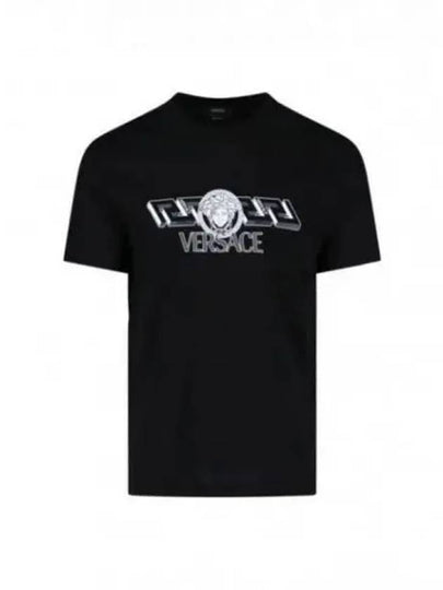 Men's La Greca Logo Short Sleeve T-Shirt Black - VERSACE - BALAAN 2