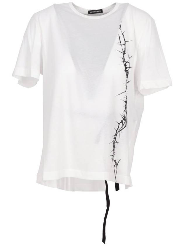 FANIE STANDARD FIT T-SHIRT "THORNS" PRINT BRUSHED - ANN DEMEULEMEESTER - BALAAN 1