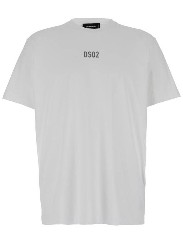 White Crewneck T-Shirt With Dsq2 Logo In Cotone Man - DSQUARED2 - BALAAN 1