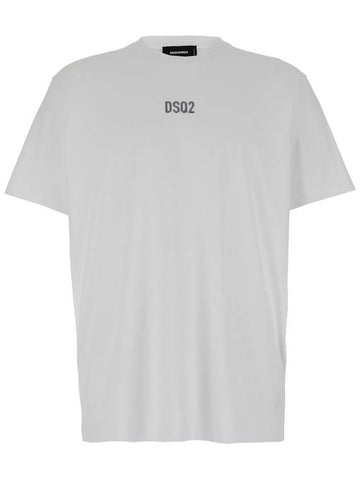 White Crewneck T-Shirt With Dsq2 Logo In Cotone Man - DSQUARED2 - BALAAN 1