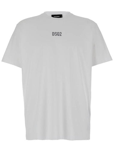 White Crewneck T-Shirt With Dsq2 Logo In Cotone Man - DSQUARED2 - BALAAN 1