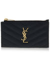 Monogram Fragment Zipper Card Wallet Black - SAINT LAURENT - BALAAN 2