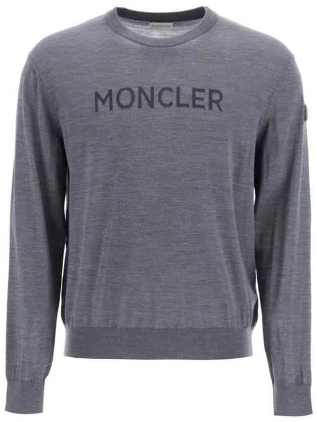 Logo wool knit top gray - MONCLER - BALAAN 1