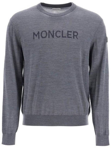 Logo wool knit top gray - MONCLER - BALAAN 1