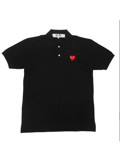 Heart Wappen Short Sleeve Polo Shirt Black - COMME DES GARCONS PLAY - BALAAN 2