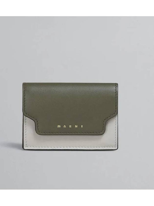 Saffiano Leather Tri-fold Half Wallet Green - MARNI - BALAAN 2