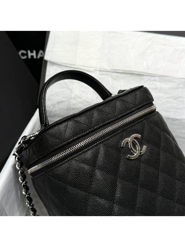 Top handle vanity bag black cosmetic bag caviar - CHANEL - BALAAN 2